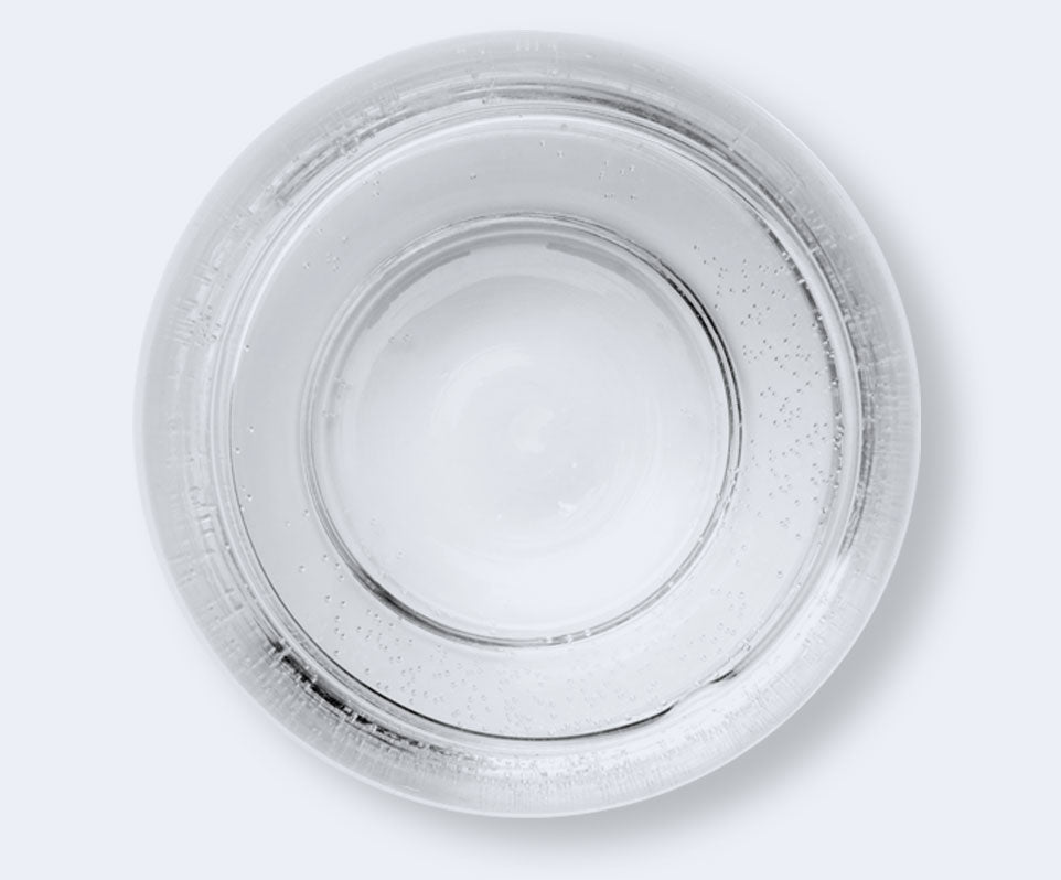 top view of glass of water