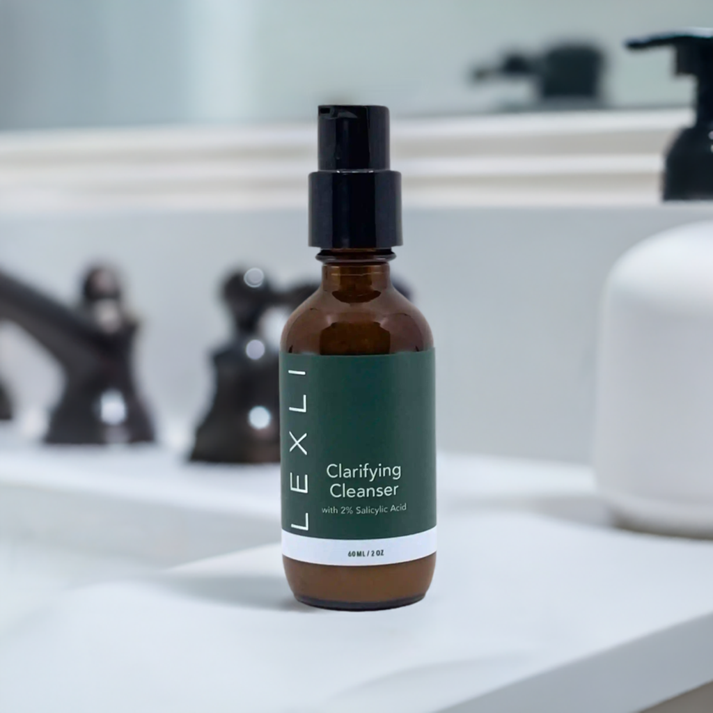 2 oz Clarifying Cleanser on a bathroom countertop