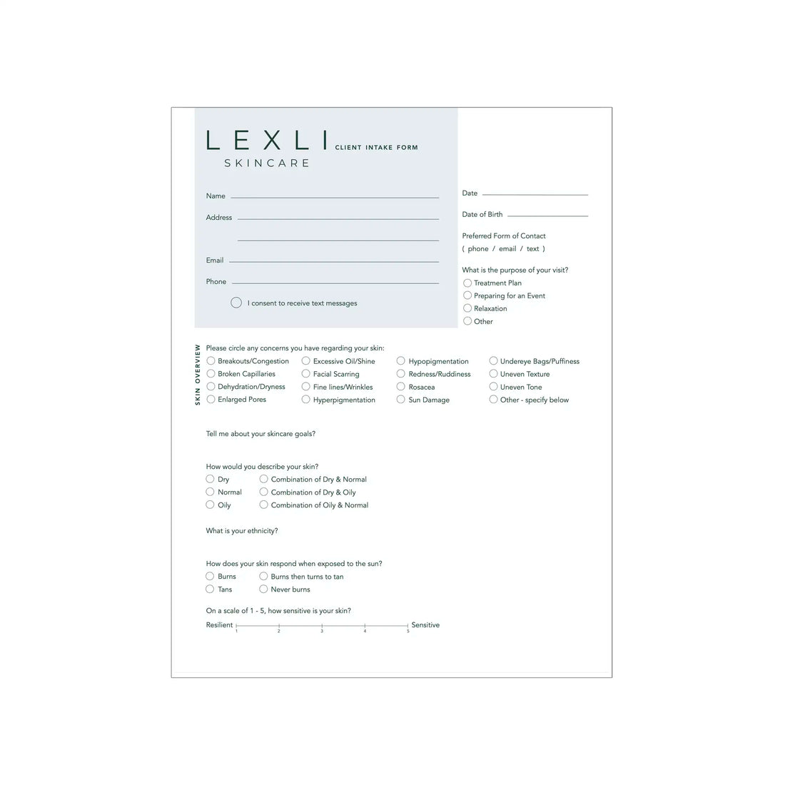 client intake form