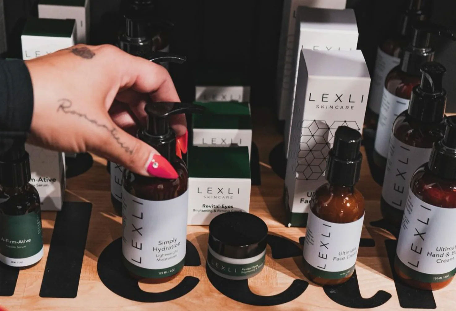 hand picking skin care from retail shelf