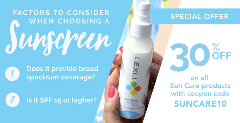 Factors to consider when choosing a sunscreen, plus an offer for 30% off sun care
